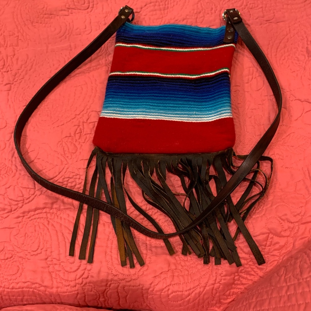 Serape Print Crossbody with leather strap